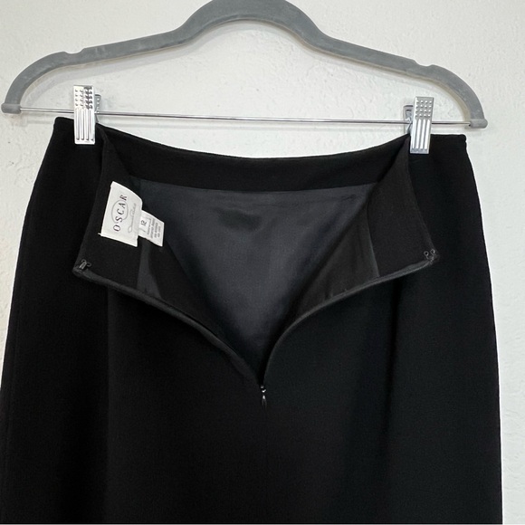 Oscar By Oscar De La Renta 100% Wool Black Skirt Suit Jacket Sz 10 - Skirt Sz 12 - Picture 13 of 16